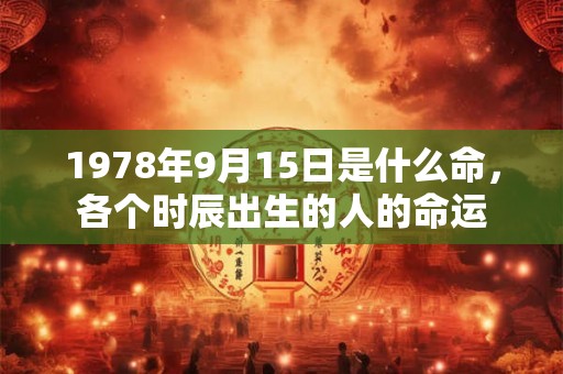 1978年9月15日是什么命，各个时辰出生的人的命运