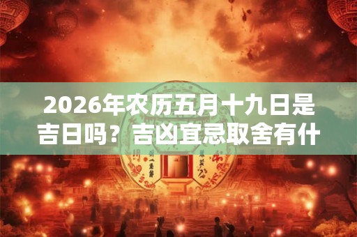 2026年农历五月十九日是吉日吗?吉凶宜忌取舍有什么规则? 2026年农历五月十九日是吉日吗?吉凶宜忌取舍有什么规则?