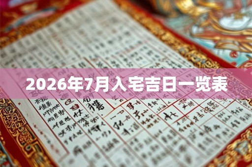 2026年7月入宅吉日一览表