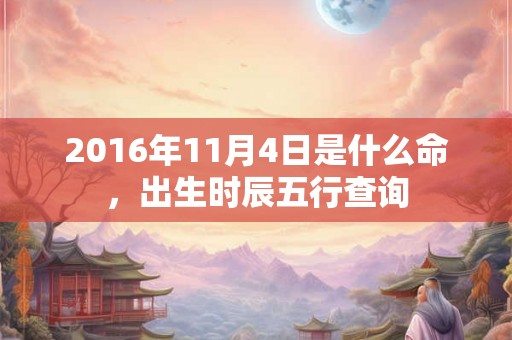 2016年11月4日是什么命，出生时辰五行查询