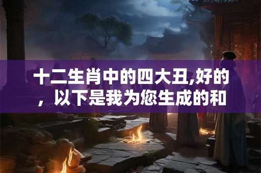 十二生肖中的四大丑,好的，以下是我为您生成的和