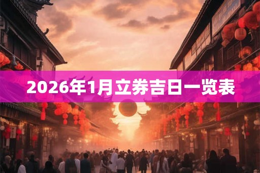 2026年1月立券吉日一览表