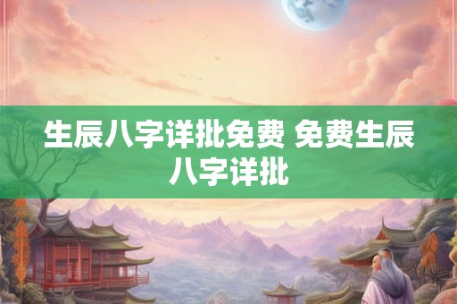 生辰八字详批免费 免费生辰八字详批