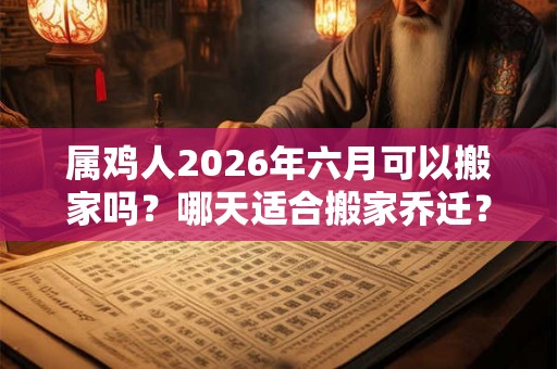 属鸡人2026年六月可以搬家吗?哪天适合搬家乔迁? 属鸡人2026年六月可以搬家吗?哪天适合搬家乔迁?