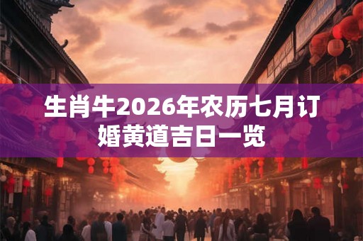 生肖牛2026年农历七月订婚黄道吉日一览