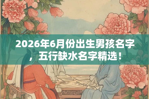 2026年6月份出生男孩名字，五行缺水名字精选！