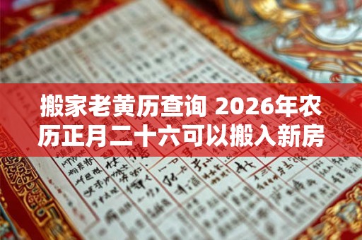 搬家老黄历查询 2026年农历正月二十六可以搬入新房吗 搬家老黄历查询 2026年农历正月二十六可以搬入新房吗