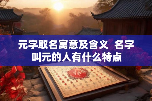 元字取名寓意及含义  名字叫元的人有什么特点