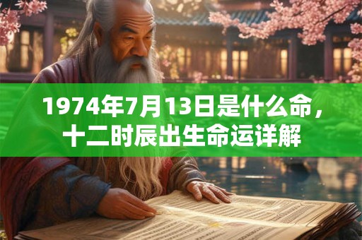 1974年7月13日是什么命，十二时辰出生命运详解