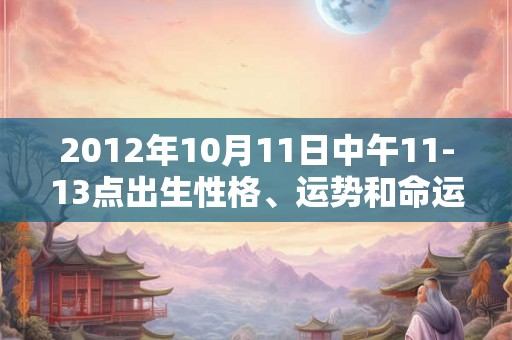 2012年10月11日中午11-13点出生性格、运势和命运