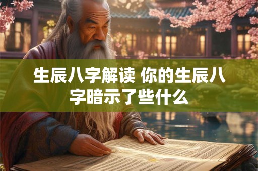生辰八字解读 你的生辰八字暗示了些什么
