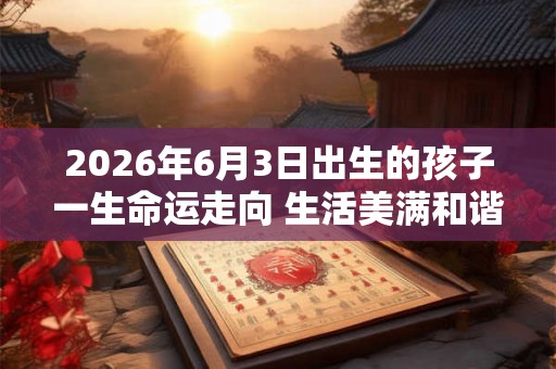 2026年6月3日出生的孩子一生命运走向 生活美满和谐晚年幸福