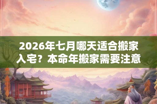 2026年七月哪天适合搬家入宅？本命年搬家需要注意什么？