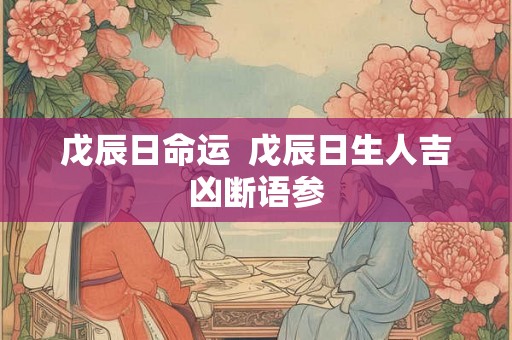 戊辰日命运  戊辰日生人吉凶断语参