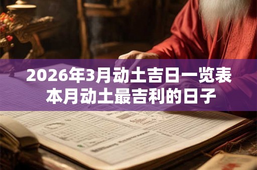 2026年3月动土吉日一览表 本月动土最吉利的日子