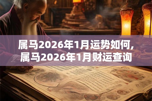 属马2026年1月运势如何,属马2026年1月财运查询