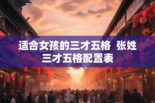适合女孩的三才五格  张姓三才五格配置表