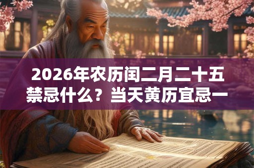2026年农历闰二月二十五禁忌什么？当天黄历宜忌一览表
