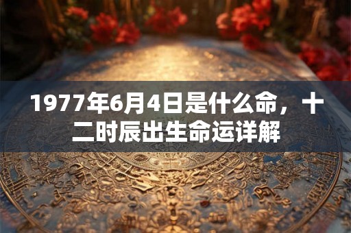 1977年6月4日是什么命，十二时辰出生命运详解