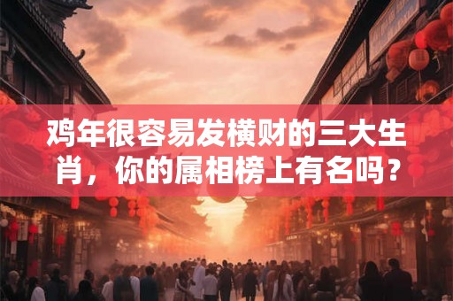 鸡年很容易发横财的三大生肖,你的属相榜上有名吗? 鸡年很容易发横财的三大生肖,你的属相榜上有名吗?