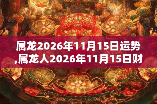 属龙2026年11月15日运势,属龙人2026年11月15日财运,生肖龙2026年11月15日运势