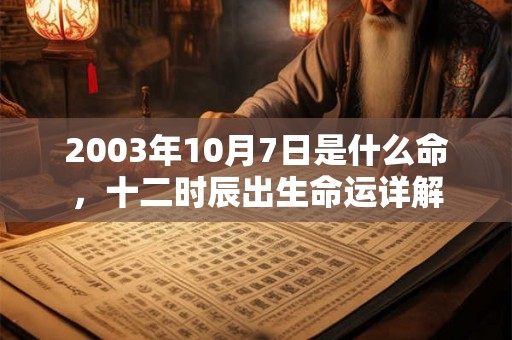 2003年10月7日是什么命，十二时辰出生命运详解