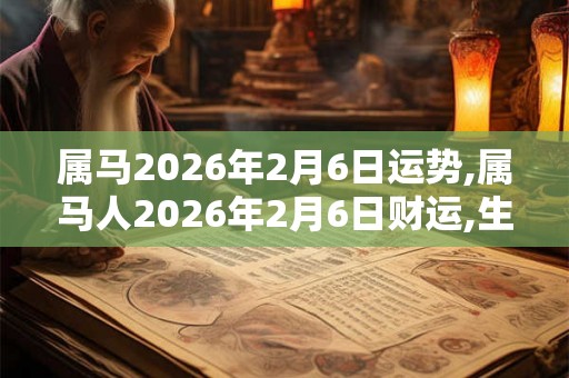 属马2026年2月6日运势,属马人2026年2月6日财运,生肖马2026年2月6日运势