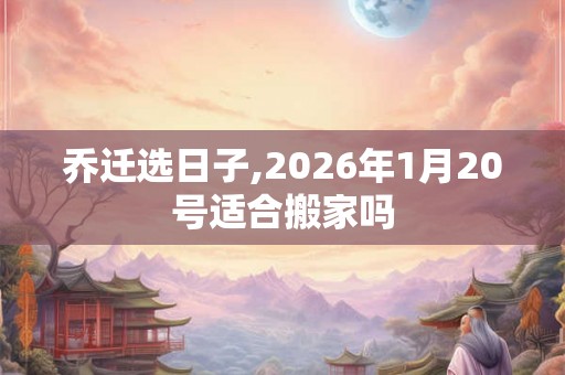乔迁选日子,2026年1月20号适合搬家吗 乔迁选日子,2026年1月20号适合搬家吗