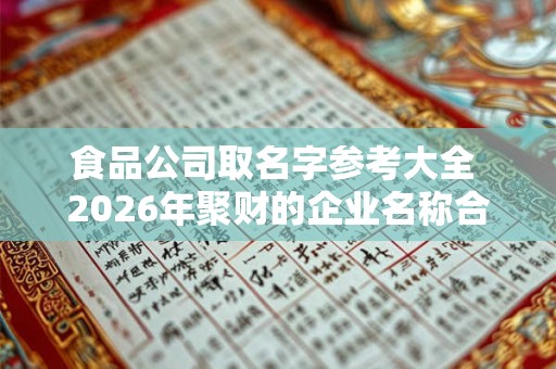 食品公司取名字参考大全 2026年聚财的企业名称合集