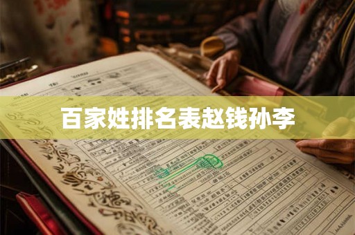 百家姓排名表赵钱孙李 百家姓排名表赵钱孙李