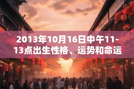 2013年10月16日中午11-13点出生性格、运势和命运