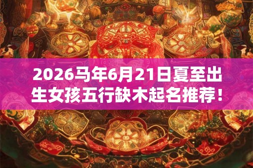 2026马年6月21日夏至出生女孩五行缺木起名推荐！