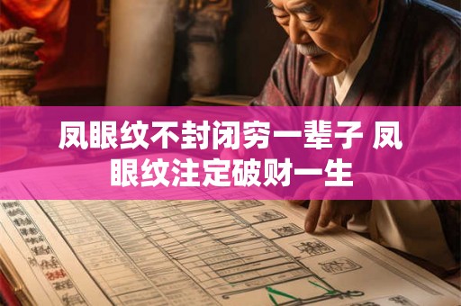 凤眼纹不封闭穷一辈子 凤眼纹注定破财一生