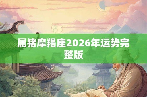 属猪摩羯座2026年运势完整版