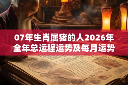 07年生肖属猪的人2026年全年总运程运势及每月运势