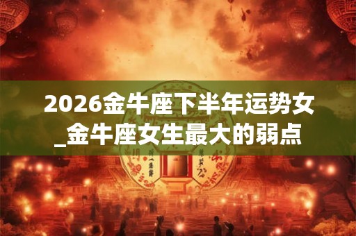 2026金牛座下半年运势女_金牛座女生最大的弱点