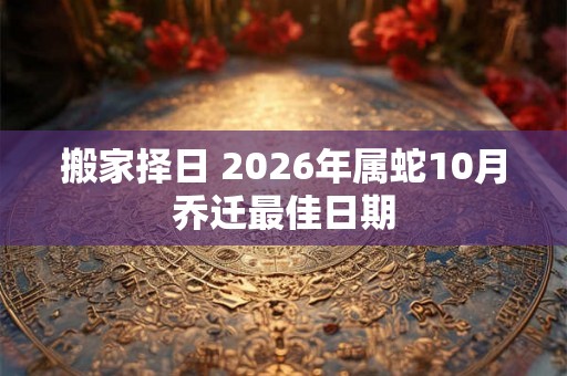 搬家择日 2026年属蛇10月乔迁最佳日期