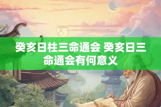 癸亥日柱三命通会 癸亥日三命通会有何意义