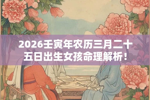 2026壬寅年农历三月二十五日出生女孩命理解析！