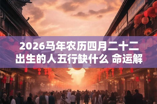 2026马年农历四月二十二出生的人五行缺什么 命运解析八字起名