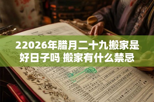 22026年腊月二十九搬家是好日子吗 搬家有什么禁忌
