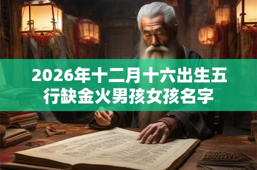 2026年十二月十六出生五行缺金火男孩女孩名字