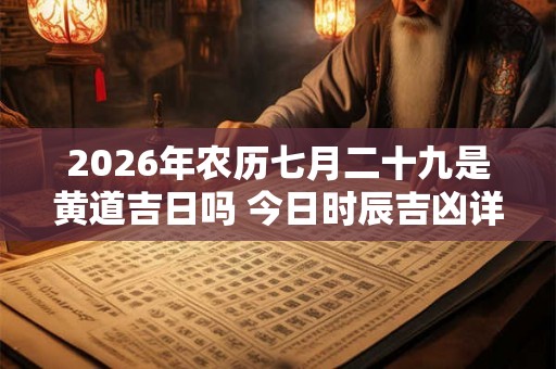 2026年农历七月二十九是黄道吉日吗 今日时辰吉凶详细查询 2026年农历七月二十九是黄道吉日吗 今日时辰吉凶详细查询