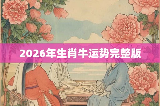 2026年生肖牛运势完整版