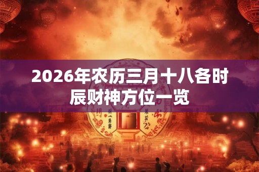2026年农历三月十八各时辰财神方位一览