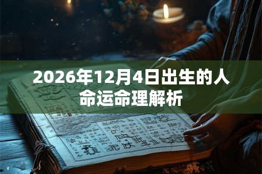 2026年12月4日出生的人命运命理解析