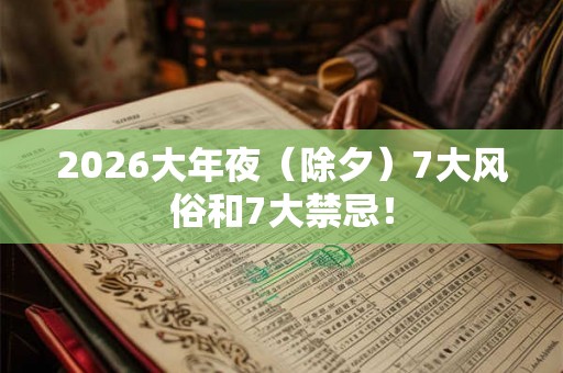 2026大年夜（除夕）7大风俗和7大禁忌！