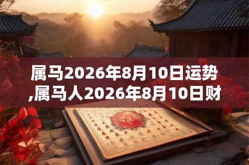 属马2026年8月10日运势,属马人2026年8月10日财运,生肖马2026年8月10日运势