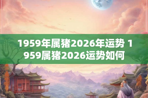 1959年属猪2026年运势 1959属猪2026运势如何