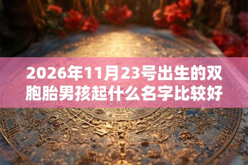 2026年11月23号出生的双胞胎男孩起什么名字比较好，五行属什么